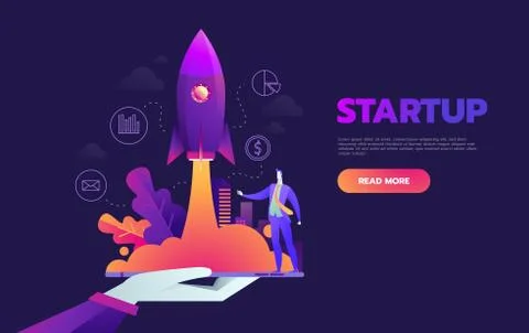 Startup launching process isometric infographic technology online. Business Stock Illustration