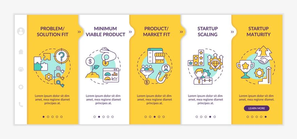 Startup lifecycle stages onboarding vector template 스톡 일러스트