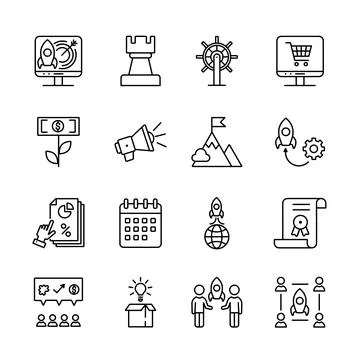 Startup line icons Stock Illustration