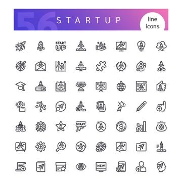 Startup Line Icons Set Stock Illustration