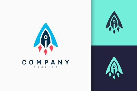 Startup logo in modern rocket shape represent tech or innovation Stock Illustration