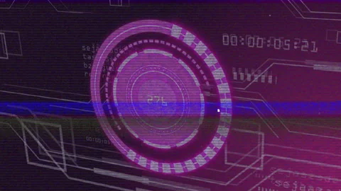 On startup magenta HUD ring rotating, pulsing while numeric readout updating to Video stock 312099218