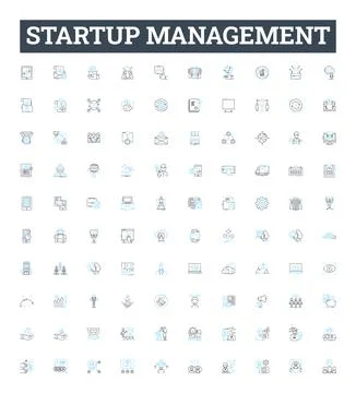 Startup management vector line icons set. incubation, capitalization Stock Illustration