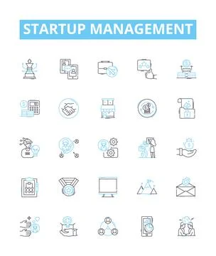 Startup management vector line icons set. incubation, capitalization Stock Illustration