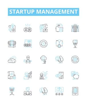 Startup management vector line icons set. incubation, capitalization Stock Illustration