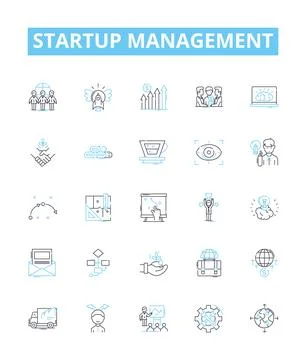 Startup management vector line icons set. incubation, capitalization Stock Illustration