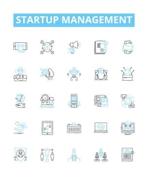 Startup management vector line icons set. incubation, capitalization Stock Illustration