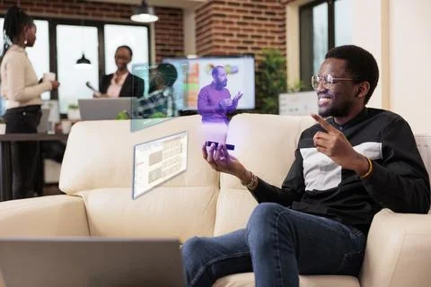 Startup manager working with artificial intelligence Stock Photos