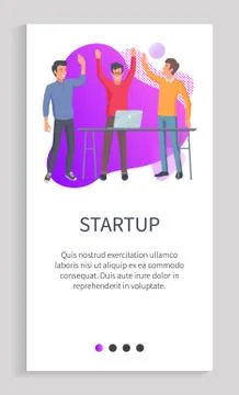 Startup Men Developers Giving High Five Website Stock Illustration
