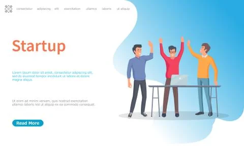 Startup Men Developers Giving High Five Website Stock Illustration