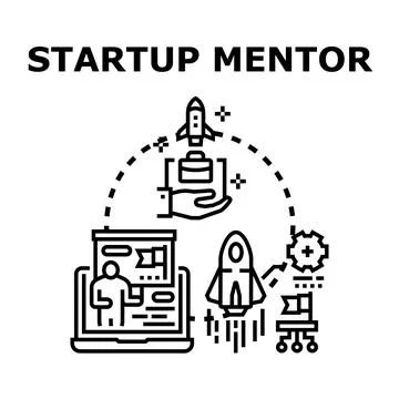 Startup mentor advising business development and growth concept Stock Illustration