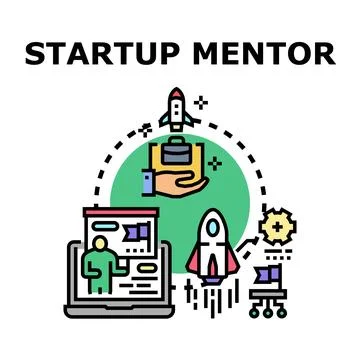 Startup mentor advising business development and growth concept Stockillustratie