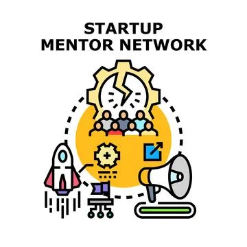 Startup mentor network building business support system Ilustración de archivo