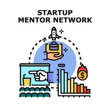 Startup mentor network offering business support and mentorship Stock Illustration