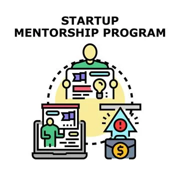 Startup mentorship program guiding business growth and innovation Stock Illustration