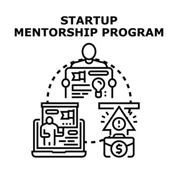 Startup mentorship program guiding business growth and innovation Stock Illustration