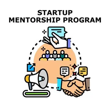 Startup mentorship program offering business guidance and support Stock Illustration
