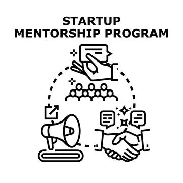 Startup mentorship program offering business guidance and support Stock Illustration