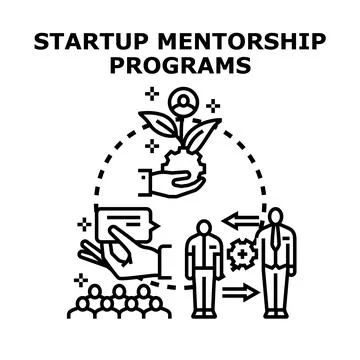 Startup mentorship programs guiding business development and growth 스톡 일러스트