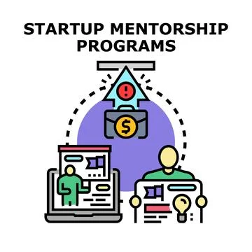 Startup mentorship programs guiding business development strategy 스톡 일러스트