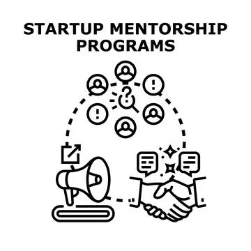 Startup mentorship programs guiding business development success Stock Illustration