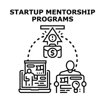 Startup mentorship programs guiding business development strategy Illustrazione stock