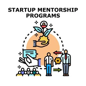 Startup mentorship programs guiding business development and growth Stock-Illustration