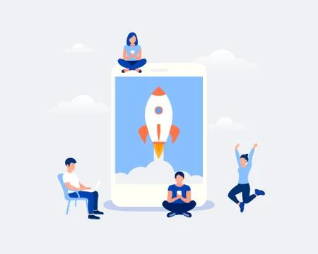 Startup mobile app design concept. 库存插图