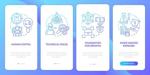Startup needs consulting service blue gradient onboarding mobile app screen Stock Illustration