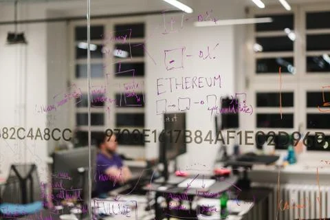 Startup Office with Ethereum Roadmap Stock Photos
