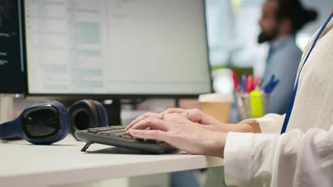 Startup office IT professional using AI LLM chatbot, optimizing systems Video stock 313015408