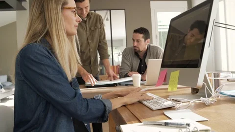 Startup people working in co-working offices Video stock 121456412