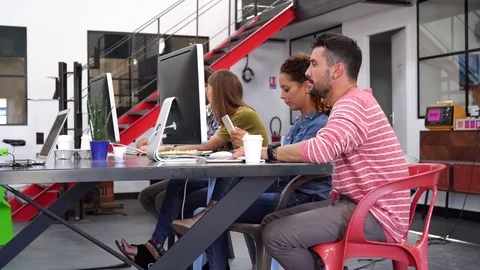 Startup people working in office Stock Footage 77587001