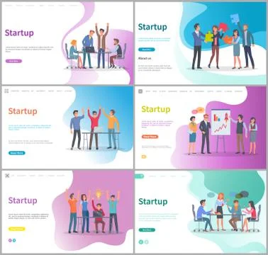 Startup , Presentation on Whiteboard Partners Set Illustrazione stock
