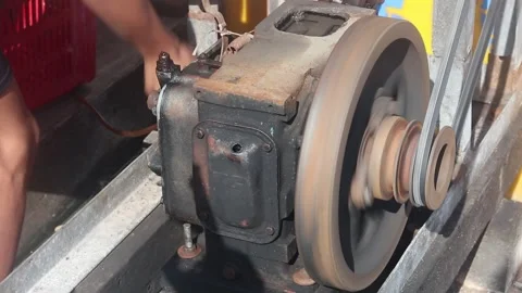 Startup Process of a Vintage Single-Cylinder Marine Diesel Engine Video stock 334615971