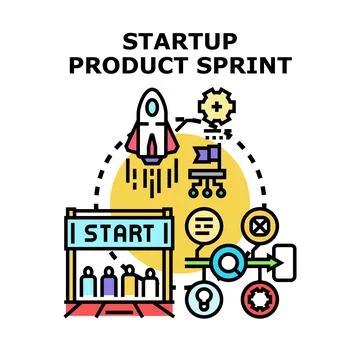 Startup product sprint workflow developing new project Illustrazione stock