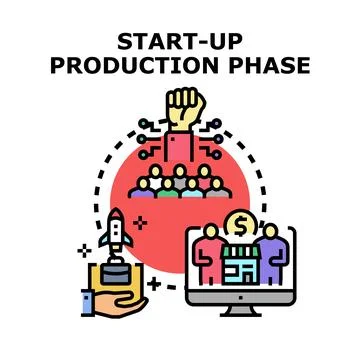 Startup production phase business development process illustration Stock Illustration