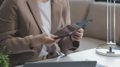 StartUp Programming Team. Website designer working digital tablet dock keyb.. Stock Footage 273381834