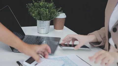 StartUp Programming Team. Website designer working digital tablet dock keyb.. Stock Footage 273381996
