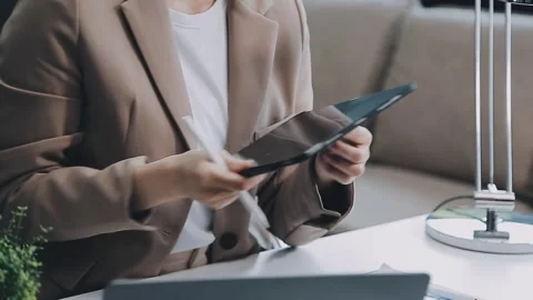 StartUp Programming Team. Website designer working digital tablet dock keyb.. Stock Footage 273505789