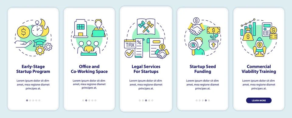Startup programs onboarding mobile app screen 스톡 일러스트