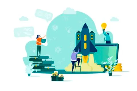 Startup project concept in flat style. Stock Illustration