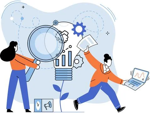 Startup project, creative new idea business concept. Team of startup founders Illustrazione stock