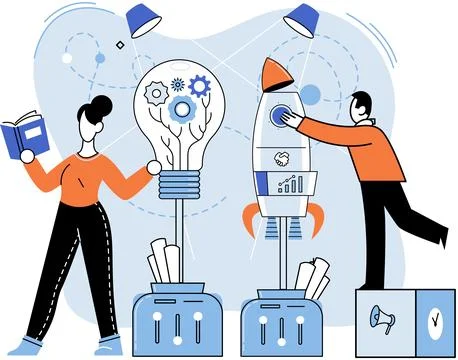 Startup project, creative new idea business concept. Team of startup founders Stock Illustration