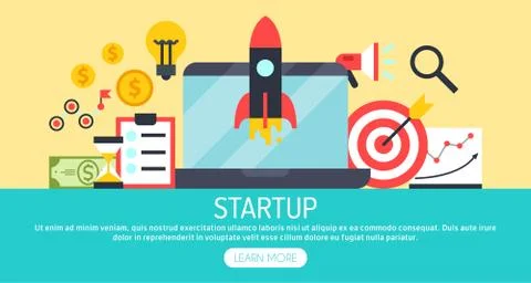 Startup project strategy set of banners vector illustration. Digital marketing Иллюстрация