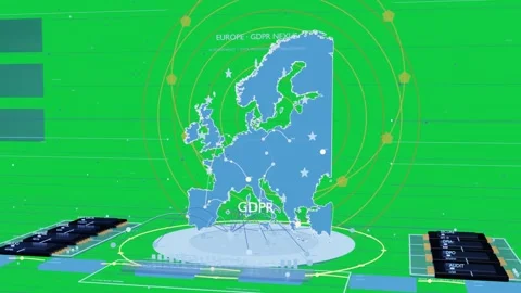 Startup pulse starting 3D Europe lifting nodes lighting rings rotating showing Stock Footage 337549811