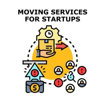 Startup relocation services optimizing business expansion process Stock Illustration