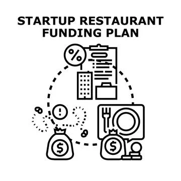 Startup restaurant funding plan concept outline Stock Illustration