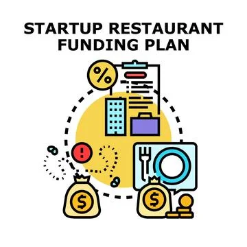 Startup restaurant funding plan concept outline Stock Illustration