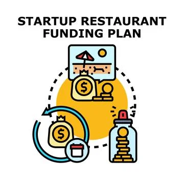 Startup restaurant funding plan developing business strategy Stock Illustration